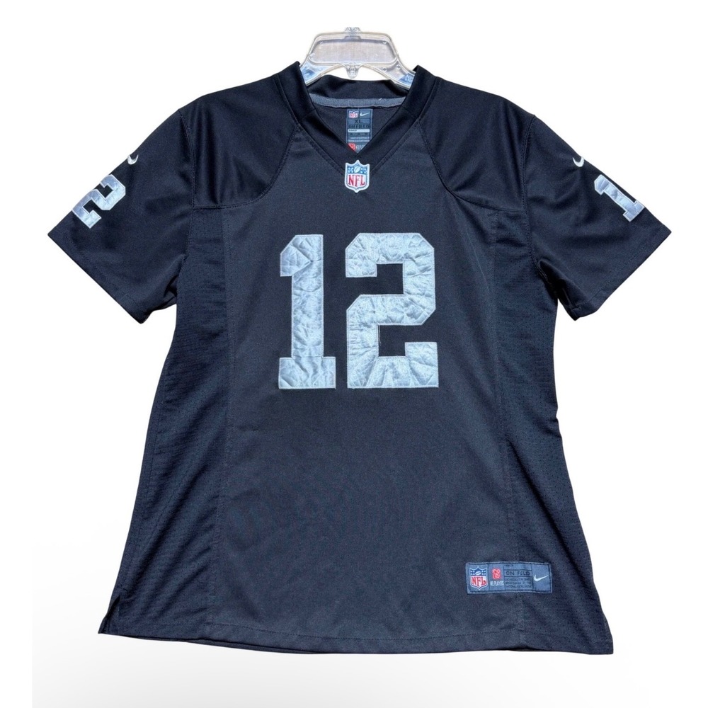 Nike NFL Raiders Ken Stabler 12 Jersey Black Silver Youth XL On Field Football
